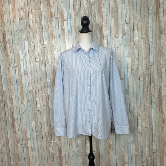 system of motion Tops - System of Motion 14 10 Blue Stripe Walter Shirt Button Down Top Travel Career